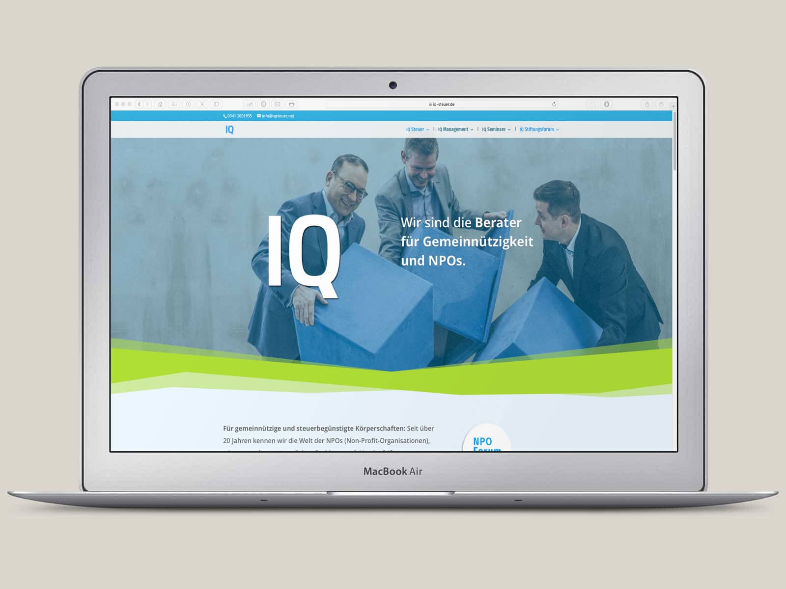 Website-Projekt auf einem Laptop-Mockup